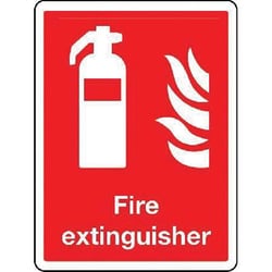Manutan Fire extinguisher sign. 150 x 200mm. Rigid plastic, Quantity: Pack