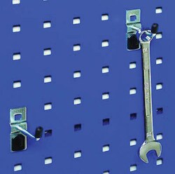 Manutan X10 Pack of 10 single prong tool hooks. Length, Quantity: Pack