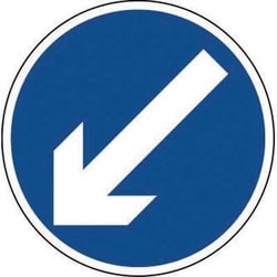 Manutan Keep left traffic sign. Dia. 600mm. Aluminium, Quantity: Each