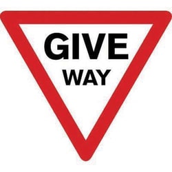 Manutan Give way traffic sign. 600mm triangle. Aluminium, Quantity: Pack