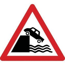 Manutan Quayside warning sign. 600mm triangle, Quantity: Pack of 1