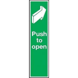 Manutan Sa vinyl door push plate sign- push to open. 100, Quantity: Each