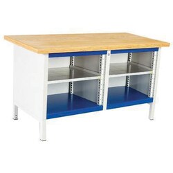 Manutan Ra-bands bench 1500x750x840mm 2 shelf units, Quantity: Pack of