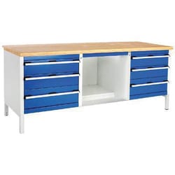 Manutan Ra-bands bench 2000x750x840mm 6 drawers/seating, Quantity: Pack