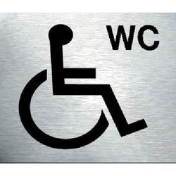 Manutan Stainless steel disabled wc symbol door sign. 100, Quantity: Pack