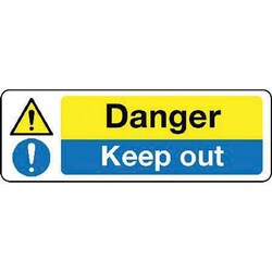 Manutan Danger keep out sign. 600 x 200mm. Rigid plastic, Quantity: Each