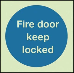Manutan Photo lumines fire door keep locked sign. 80 x, Quantity: Pack