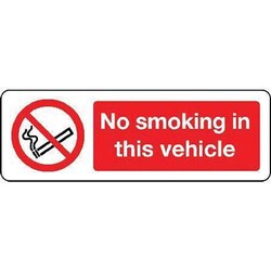 Manutan No smoking in this vehicle sign. 200 x 80mm., Quantity: Each