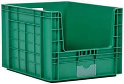 Manutan Green stacking container. Lxwxh 600x500x400mm, Quantity: Pack of