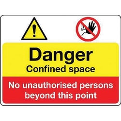 Manutan Danger confined space sign. 600 x 450mm. Sa vinyl, Quantity: Each