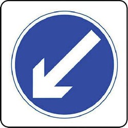 Manutan Keep left sign. 400 x 400mm. Refelective. Post, Quantity: Pack