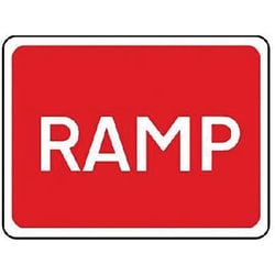 Manutan Ramp sign. 600 x 450mm. Refelective. Post fixing, Quantity: Pack
