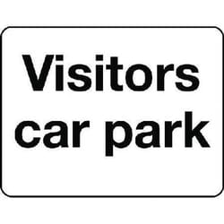 Manutan Visitors car park sign. 400 x 300mm. Stoved aluminium, Quantity: