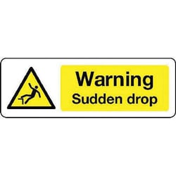 Manutan Warning sudden drop sign. 600 x 200mm. Rigid, Quantity: Each