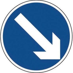 Manutan Keep right traffic sign. Dia. 600mm. Aluminium, Quantity: Pack