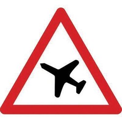 Manutan Aircraft warning sign. 600mm triangle, Quantity: Each