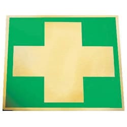 Manutan Brass first aid symbol sign.100 x 100mm., Quantity: Each