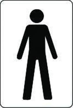 Manutan Male toilet symbol sign. 100 x 150mm. Stoved, Quantity: Each