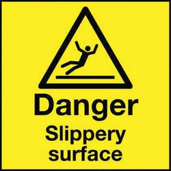 Manutan Danger slippery surface A board sign, 590mm x 290mm | Buy Online | Manutan | Fisher Scientific