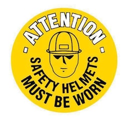 Manutan Floor graphic marker - attention safety helmets..., Quantity: Pack