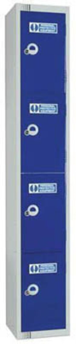 Manutan Ppe locker, 4 compartment, key cam lock, Quantity: Pack of 1