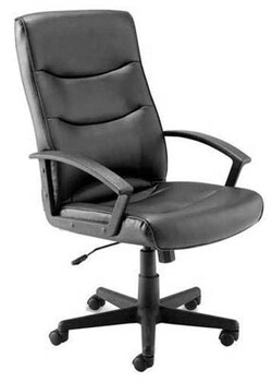 Manutan Economy key leather faced chair. Black, Quantity: Each