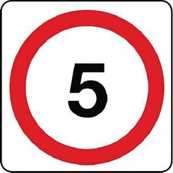 Manutan 5 mph sign. 400 x 400mm. Reflective. Wall fixing, Quantity: Pack