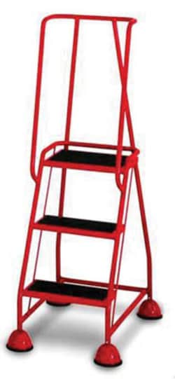 Manutan Rubber ribbed mobile step, red, three step with handle | Buy Online | Manutan | Fisher Scientific