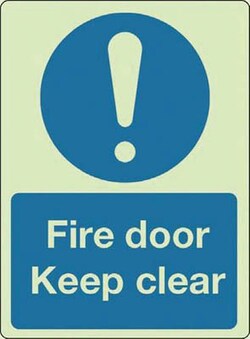 Manutan Photo lumines fire door keep clear sign. 75 x, Quantity: Pack of