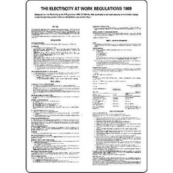 Manutan Electricity at work regs poster. 450 x 600mm.Stoved alu, Quantity: