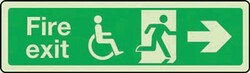Manutan Photo luminescent disabled fire exit right.350x100, Quantity: Pack
