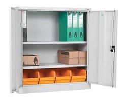 Manutan Ekwo black cupboard. Hxwxd 1000x920x420. 2 shelves, Quantity: Pack