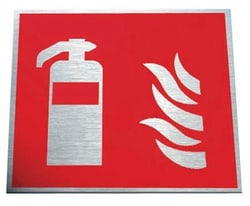 Manutan Brass fire extinguisher symbol sign. 100 x 100mm., Quantity: Each
