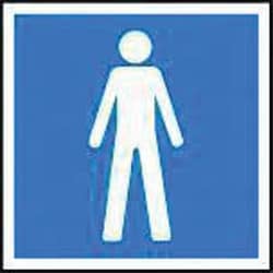 Manutan Male toilet symbol sign. 150 x 150mm. Rigid plasti, Quantity: Pack