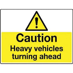Manutan Caution heavy vehicles sign. 600 x 450mm. Rigid, Quantity: Each