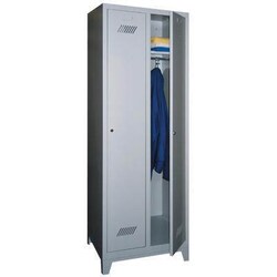 Manutan Industrial locker with feet, cylinder lock, grey, one tier, two nest | Buy Online | Manutan | Fisher Scientific