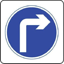 Manutan Turn right sign. 400 x 400mm. Stoved alu. Wall, Quantity: Each