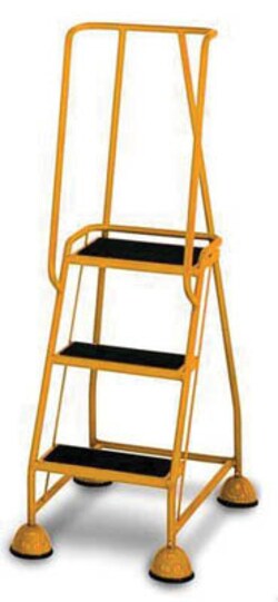 Manutan Rubber ribbed mobile step, yellow, three step with handle | Buy Online | Manutan | Fisher Scientific