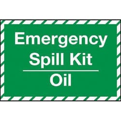 Manutan Emergency oil spill kit label. 600 x 400mm. Rigid, Quantity: Pack