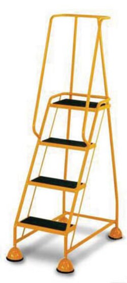 Manutan Anti-slip mobile steps, yellow, four step, with handle | Buy Online | Manutan | Fisher Scientific