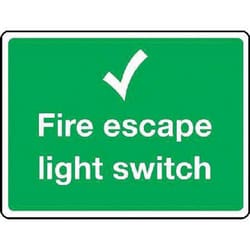 Manutan Fire escape light switch sign. 150 x 100mm. Rigid, Quantity: Each