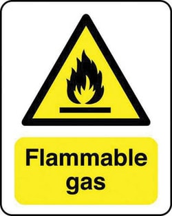 Manutan Flammable gas hazard sign. 400 x 600mm. Stovedaluminium, Quantity: