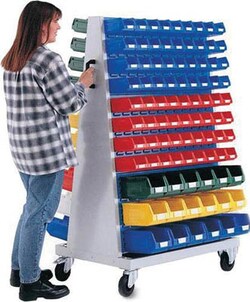 Manutan Trolley with 6 panels c/w bin kit. Hxwxd 1600x1006, Quantity: Each