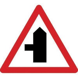 Manutan Junction on left sign. 600mm triangle, Quantity: Pack of 1