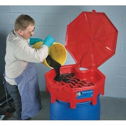Manutan Hinged lid funnel. Lxwxh 720x630x230mm -red, Quantity: Each