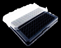 MatTek Corporation&nbsp;(Case of 5) Black Walled 96-Well Plates, No. 1.5 Uncoated Coverslip, 5 mm Glass Diameter