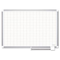 Enterprise Technology Solutions&nbsp;Gridded Magnetic Porcelain Dry Erase Planning Board, 1 x 2 Grid, 72 x 48, White Surface, Silver Aluminum Frame