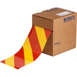 Brady™ ToughStripe™ Floor Marking Tape Roll - Laminated Polyester, Diagonal Stripes, Red on Yellow