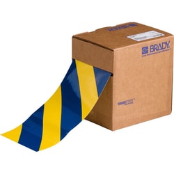 Brady™ ToughStripe™ Floor Marking Tape Roll - Laminated Polyester, Diagonal Stripes, Blue on Yellow