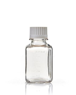 Foxx Life Sciences EZBio 60mL PC Media Bottles, Sterile, Autoclavable Square Storage Bottles with 24-415mm White Closed Cap Closures, 24/PK